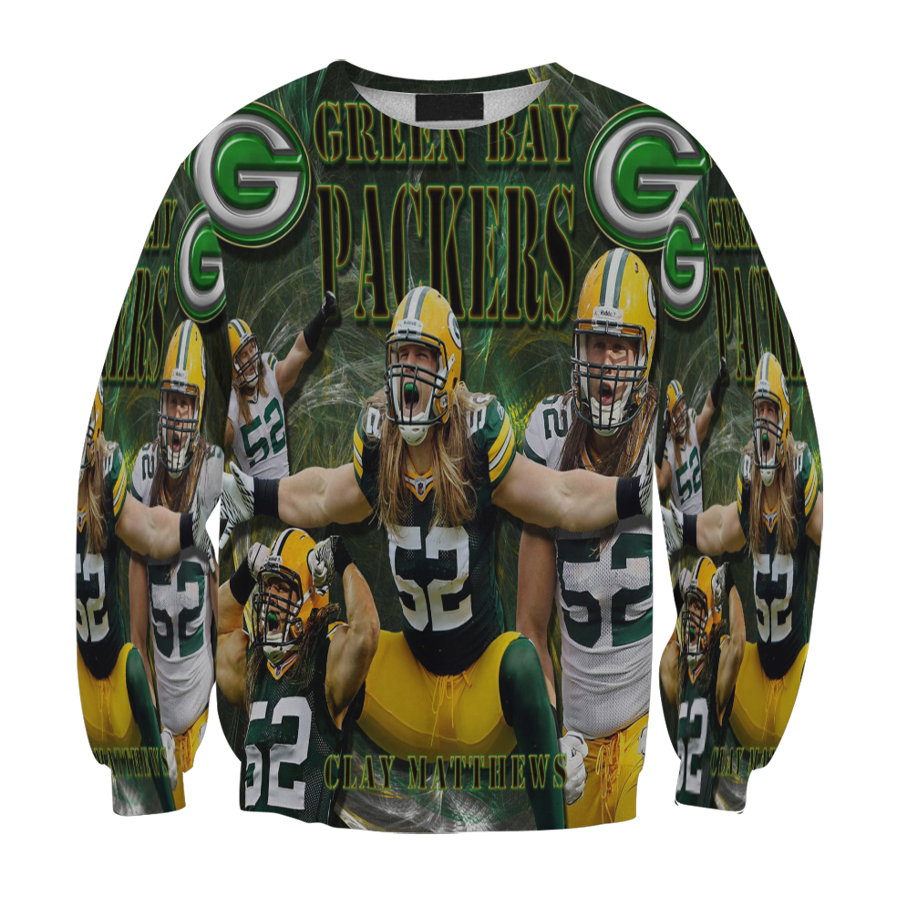 Green Bay Packers Clay Matthews No52 V2 Gift For Fan 3D Full Printing Sweatshirt