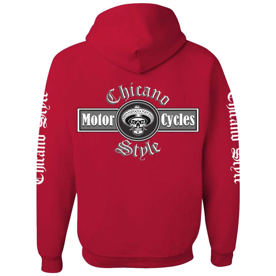 Chicano Style Motorcycles Red Hoodie Sweatshirt