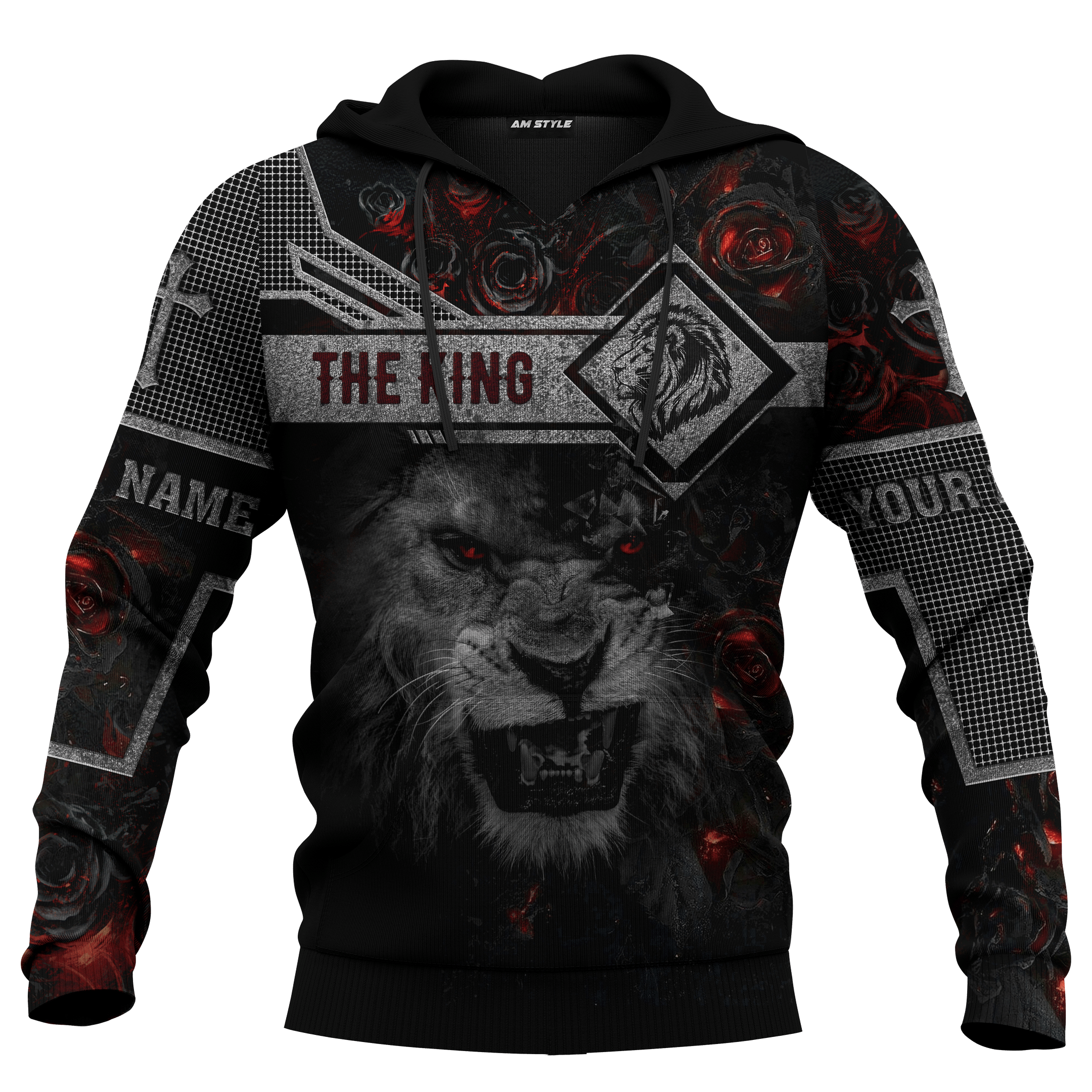 The King Jesus Lion Burning Rose Armour Customized 3D All Over Printed Hoodie