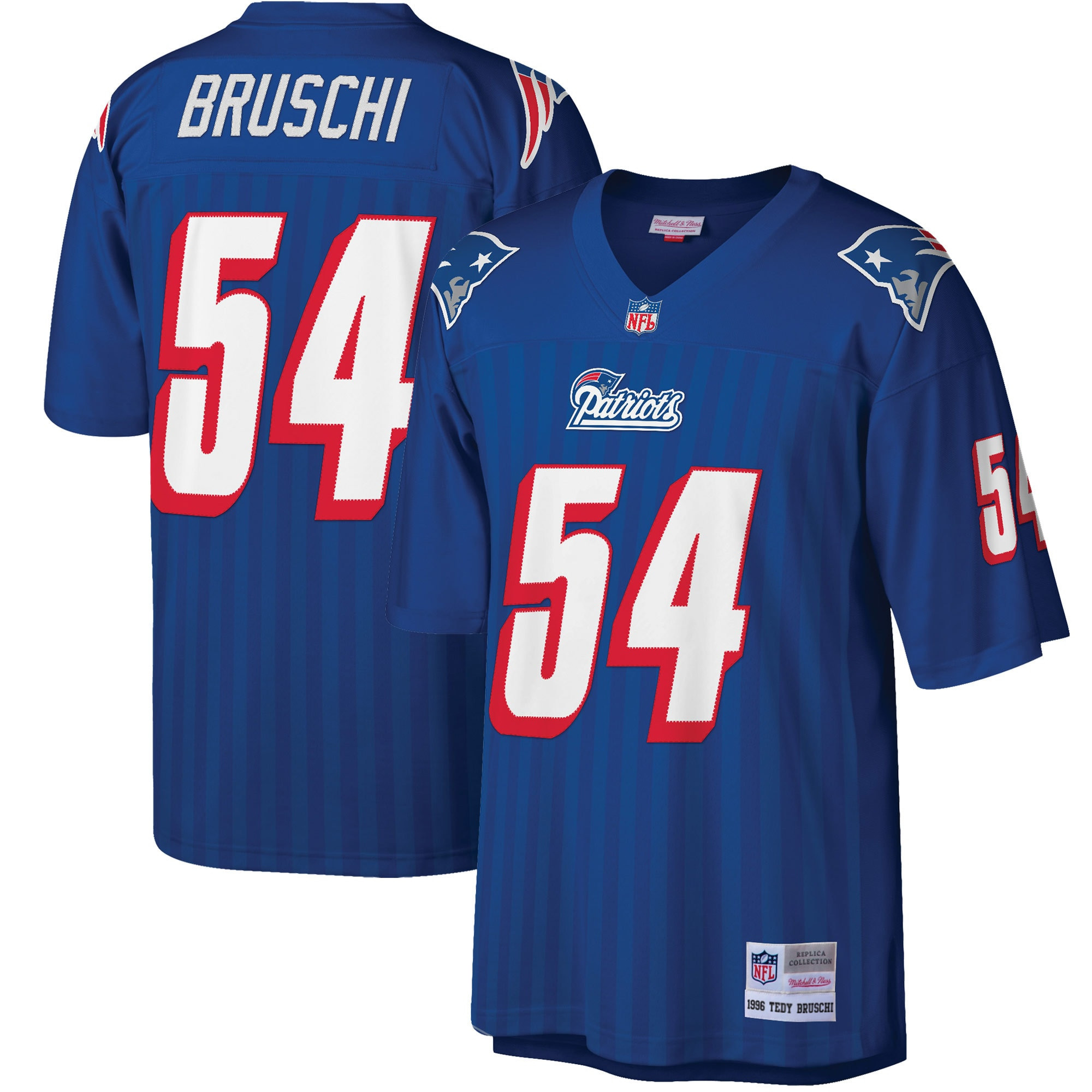 Tedy Bruschi New England Patriots Mitchell & Ness Big & Tall 1996 Retired Player Replica Jersey – Royal NFL