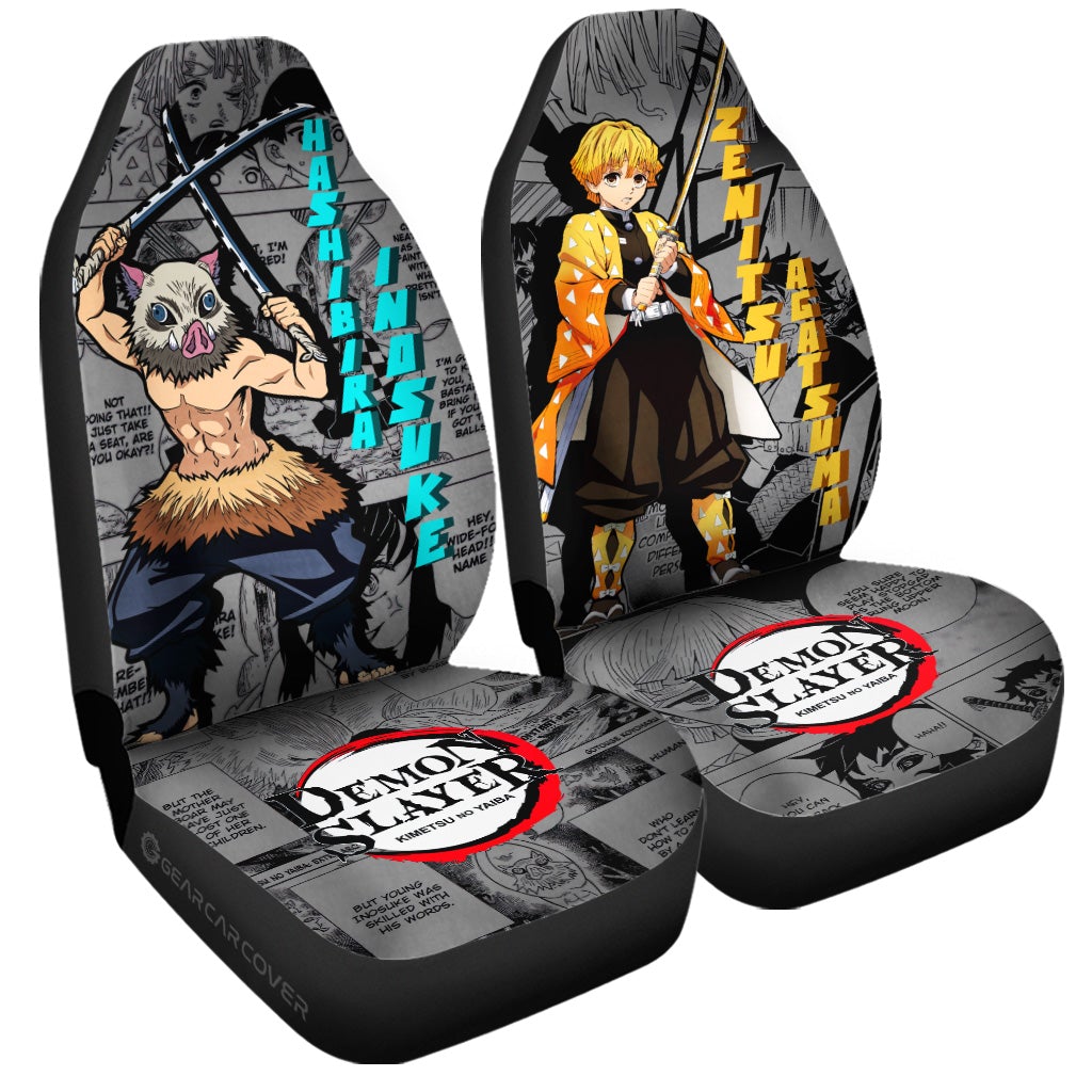 Zenitsu And Inosuke Car Seat Covers Custom Demon Slayer Anime Mix Manga Gifts For Fans