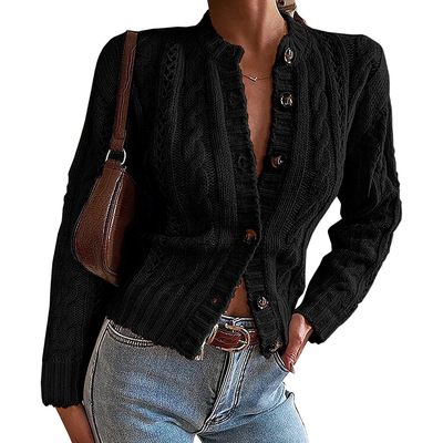 2021 Women Autumn Hollow Out Knitted Sweater Cardigan Winter Solid Casual Long Sleeve Cardigans Female Single Breasted Sweaters alx