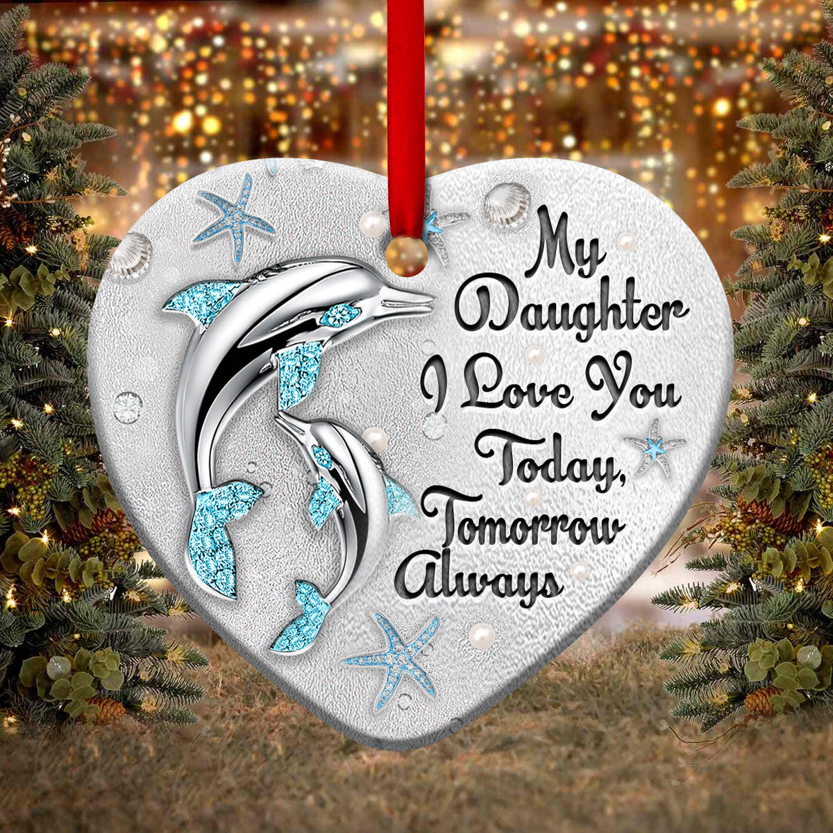 Dolphin Mother Daughter I Love You Jewelry Style – Heart Ornament