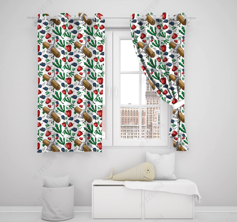 3D Hand Drawn Animal Cat Leaf Curtains And Drapes Lqh 155