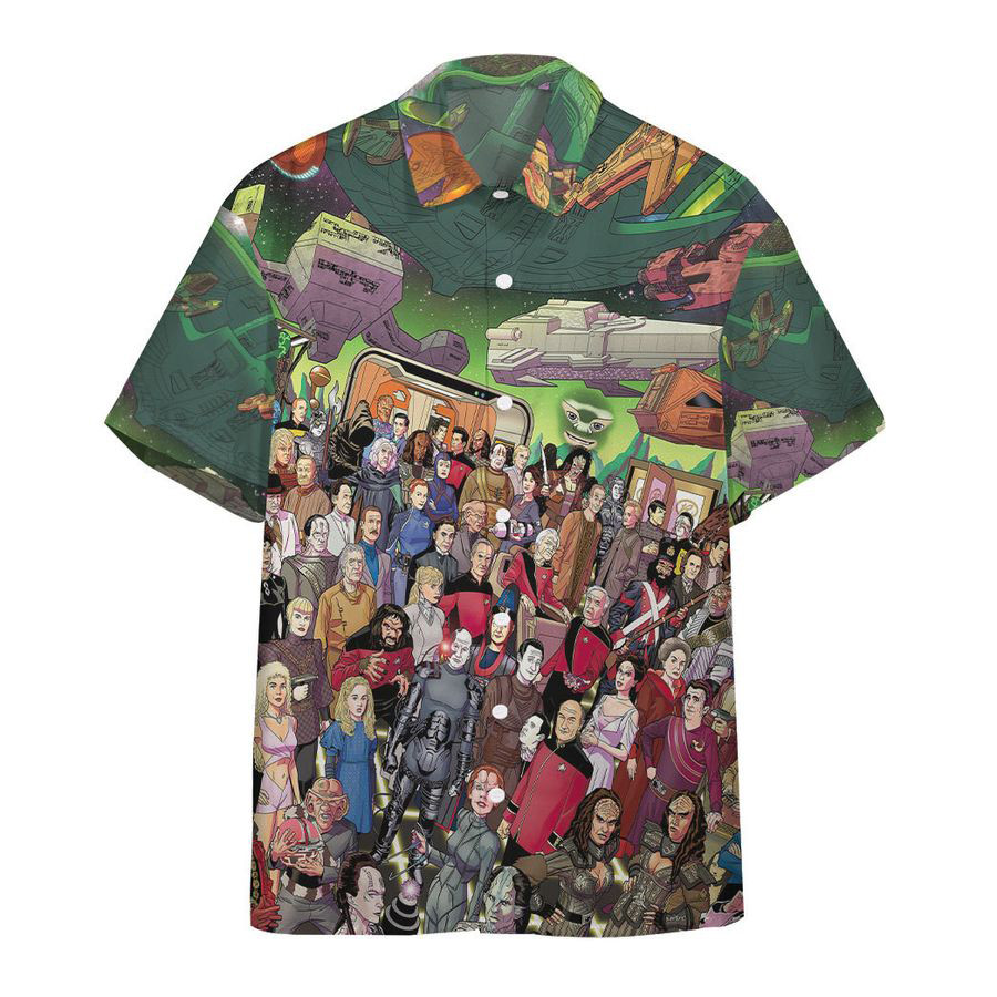 Star Trek Anniversary With Characters Under Green Sky All Over Print Hawaii Shirt Ha75001