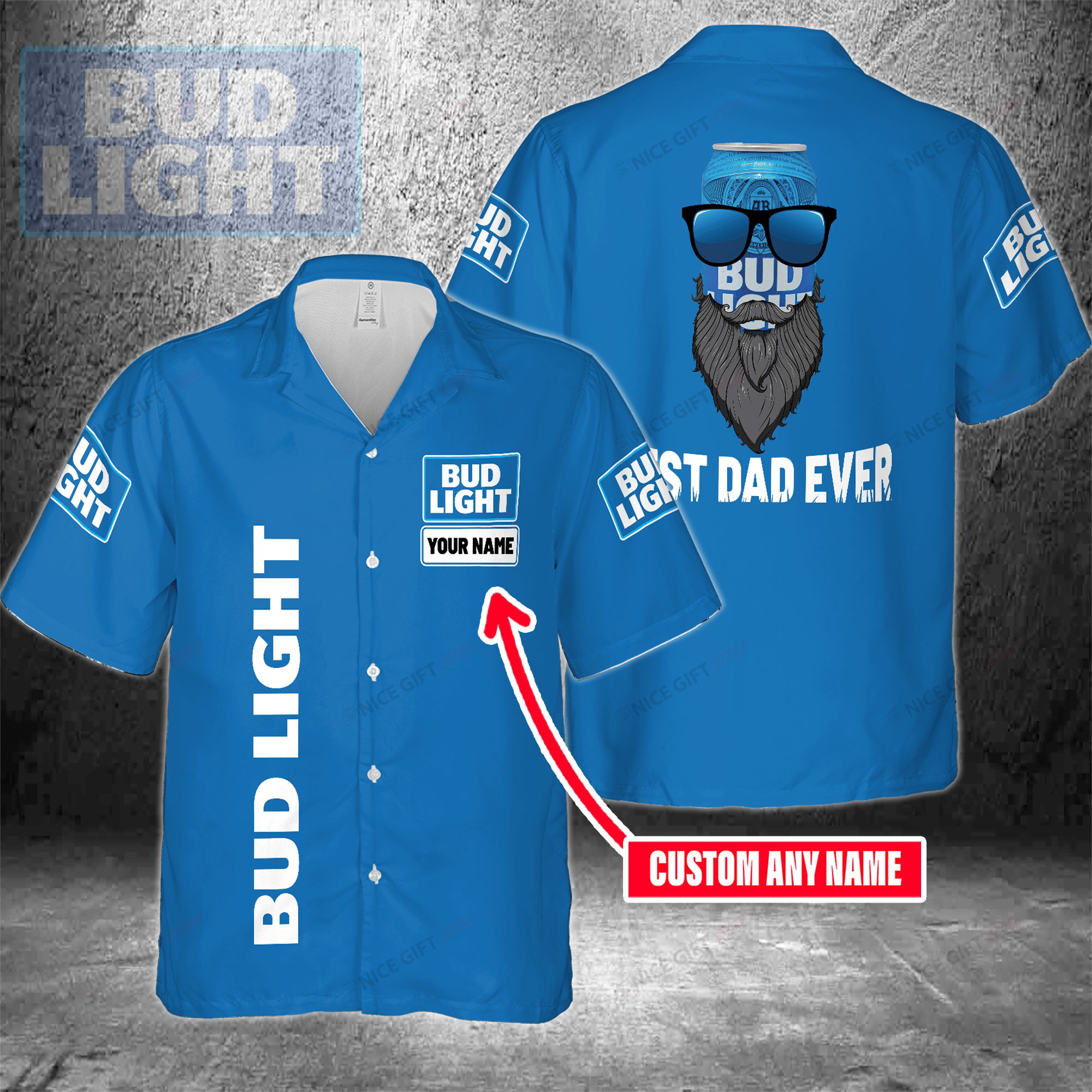 Bud Light Custom Name Best Dad Ever Hawaiian Shirt 3Hs-Y6X2