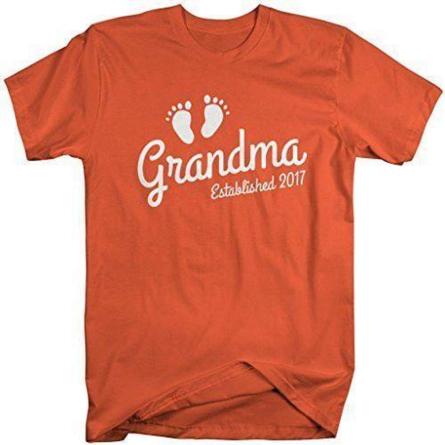 Shirts By Sarah Women S Grandma Established 2017 Unisex T-Shirt Baby Feet Cute Shirts