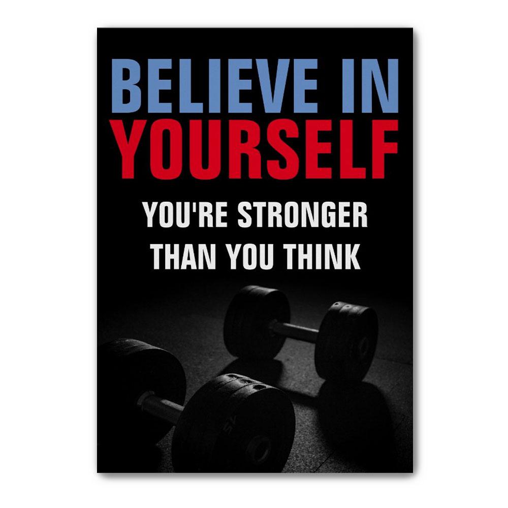 Poster Canvas Believe In Yourself, You’Re Stronger Than You Think, Bodybuilding Poster Fitness Decor, Gym Poster Wall Decor, Poster Gift Decor Home Decor Wall Art Visual Art