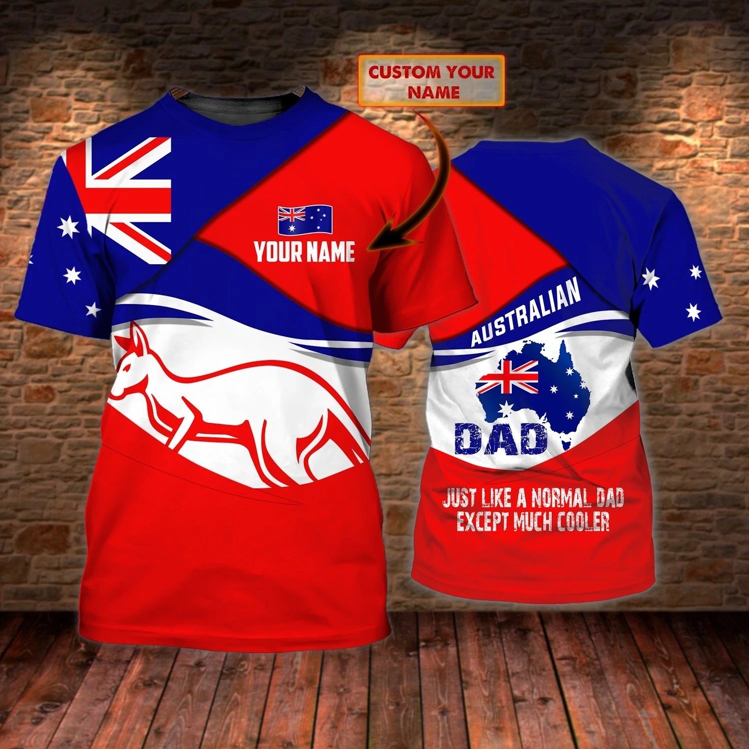 Personalized Name 3D Tshirt Australian Dad, Australian Father Sublimation Shirts