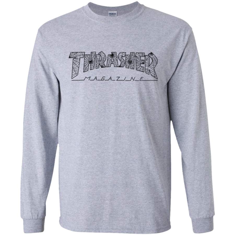 Thrasher Magazine Web Cobweb black Spider web Long sleeves T-Shirt