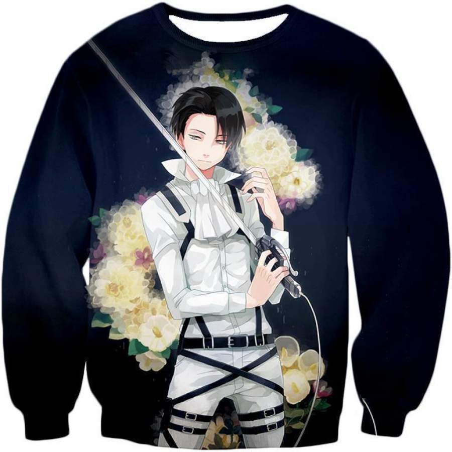 Attack On Titan Sweatshirt - Attack On Titan Strongest Soldier Levi Ackerman Cool Anime Promo Sweatshirt Animood Collections