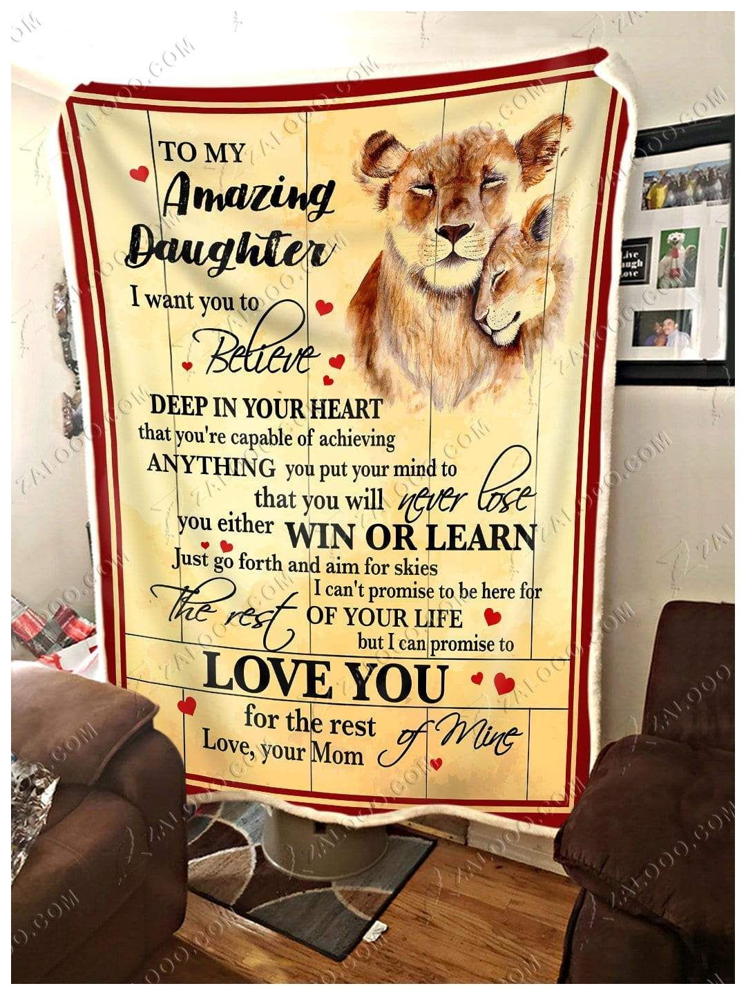 To My Lion Daughter CL2509113MDF Sherpa Fleece Blanket