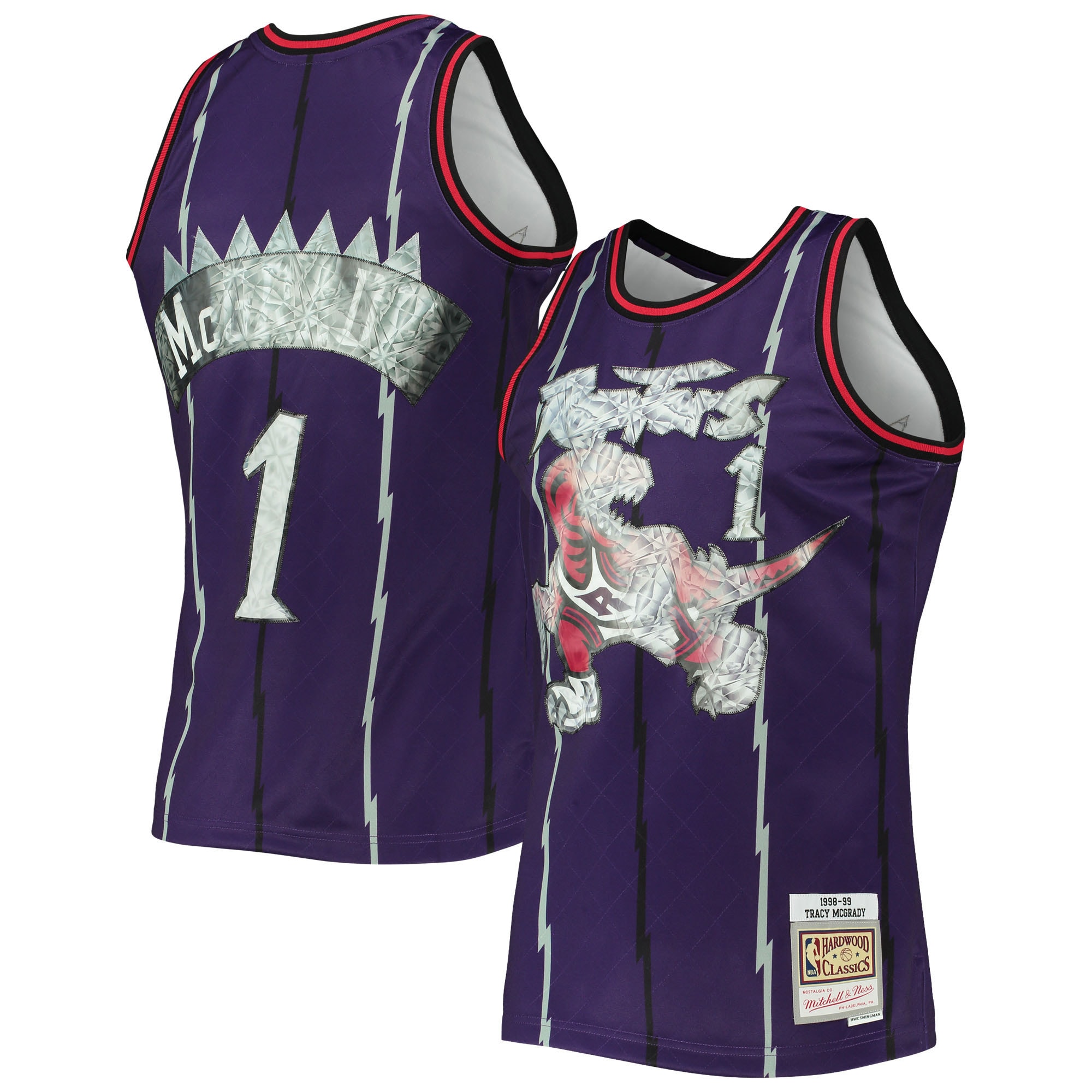 Tracy Mcgrady Toronto Raptors Mitchell & Ness 1996-97 Hardwood Classics NBA 75th Anniversary Diamond Swingman Jersey – Purple