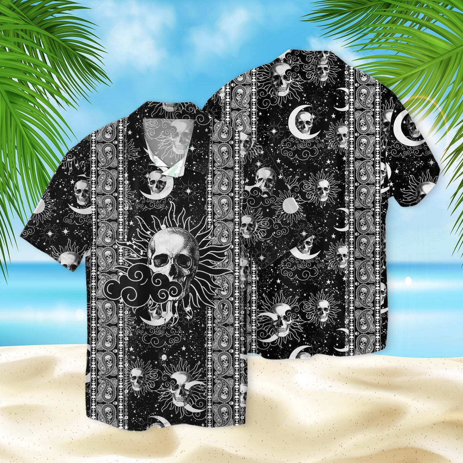 Skull Sky Night Pattern Hawaii Shirt Ha70301