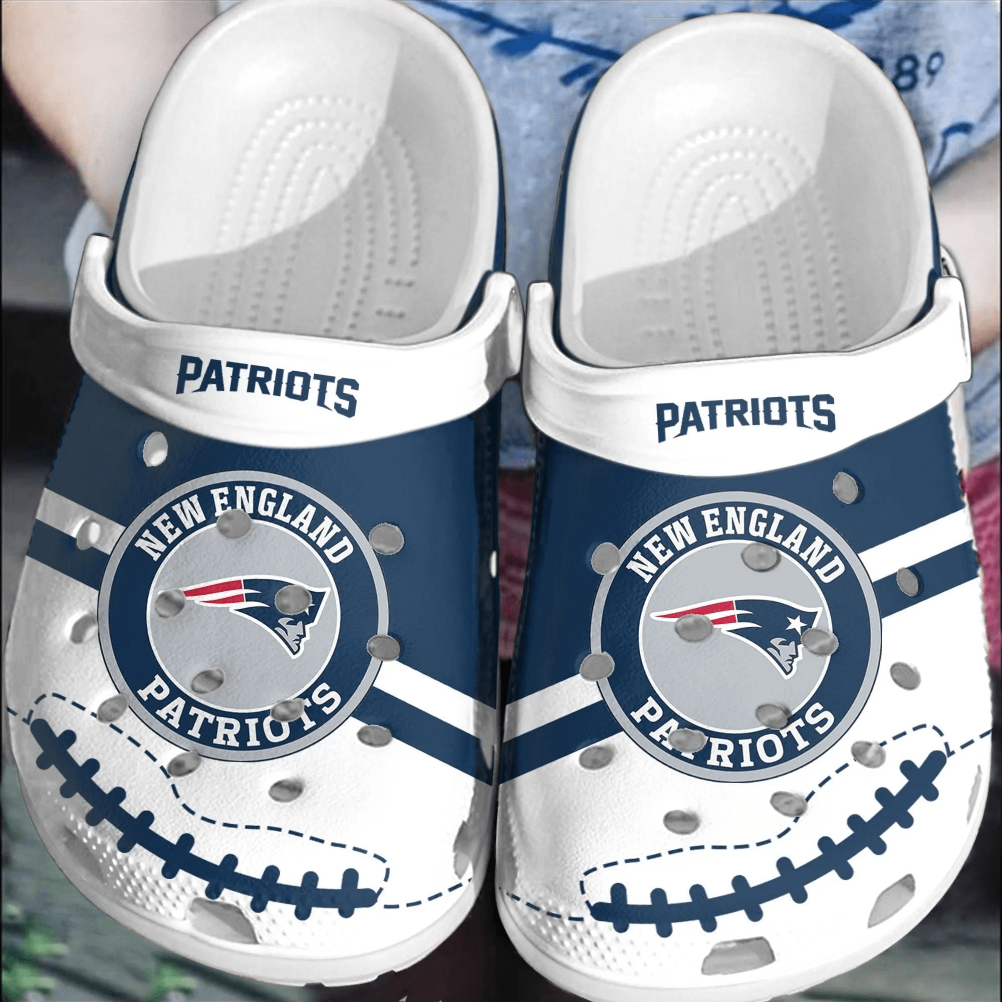 NFL Patriots Football Crocss Crocband Shoes Comfortable Clogs For Men Women