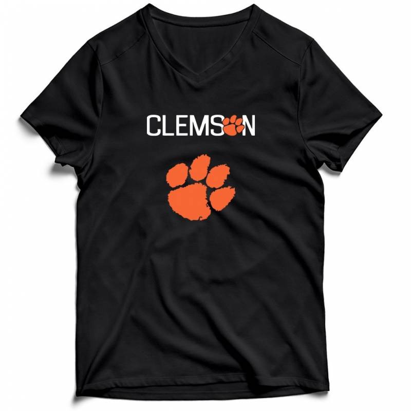 Clemson Tigers Tiger Paw Logo Men’s V-Neck Tee T-Shirt