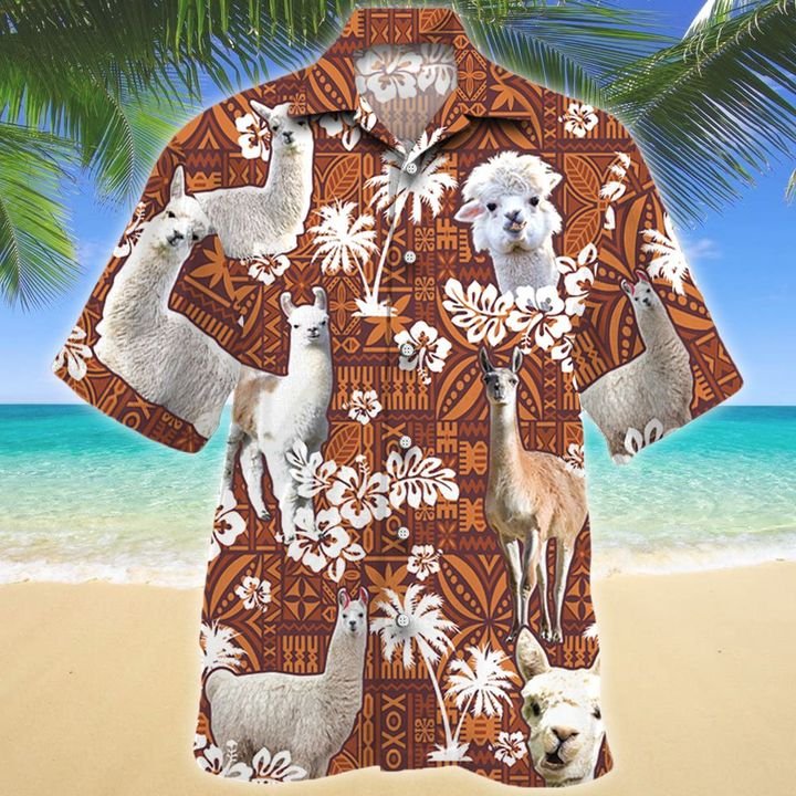 Llama Red Tribal Pattern Hawaii Hawaii Shirt For Men Women Ha90169