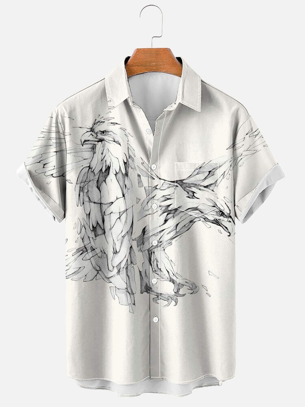 Men’S Eagle Pattern Casual Shirt