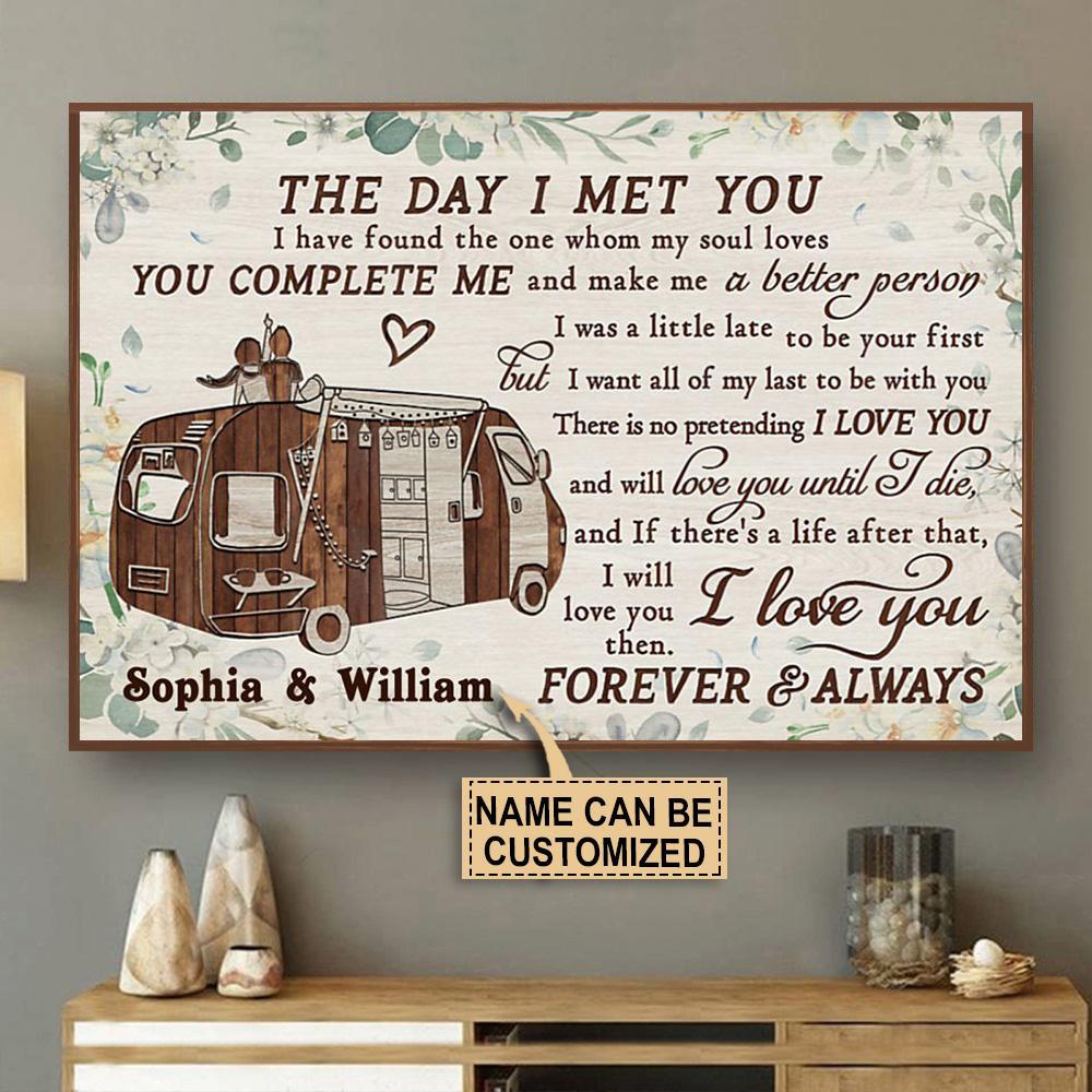 Aeticon Gifts Personalized Wood Camping The Day I Met Canvas Mom Dad Gift Home Decor