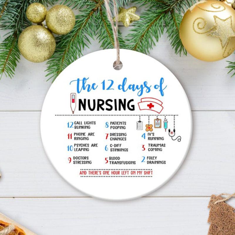 12 Days Of Nursing Ornament, Nurse Ornament, Christmas Ornament, Christmas Gift For Nurse, Funny Nurse Gifts