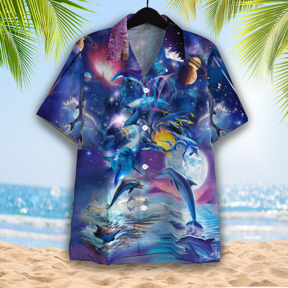 Dolphin In Universe Space Hawaiian Shirt | For Men & Women | Adult | Wt1211 Aloha Shirt