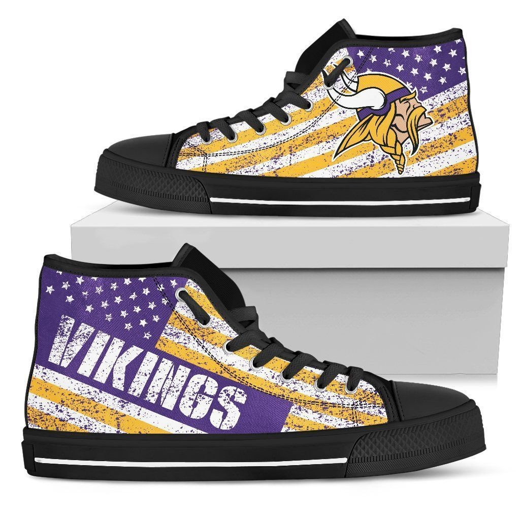 America Flag Italic Vintage Style Minnesota Vikings High Top Shoes – 1:1