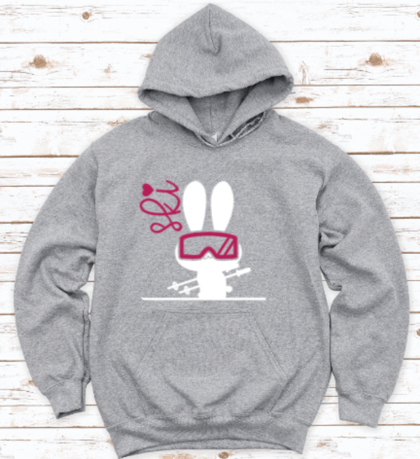 Ski Bunny, Winter, Gray Unisex Hoodie Sweatshirt