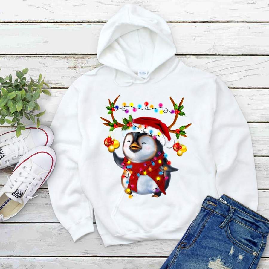 Penguin gorgeous reindeer merrychristmas xmas led great gift for christmas white hoodie for men and women S-5XL