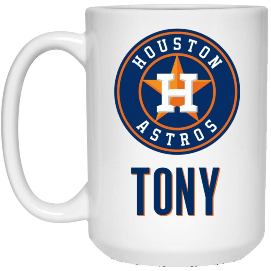 Custom Personalized Houston Astros Logo Tony 21504 15 oz. White Mug