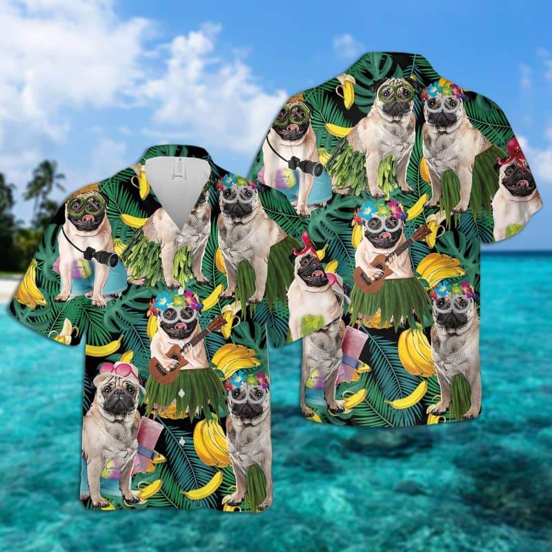 Pug Summer Hawaii Lover Hawaii Aloha Shirt For Dog Ha52374