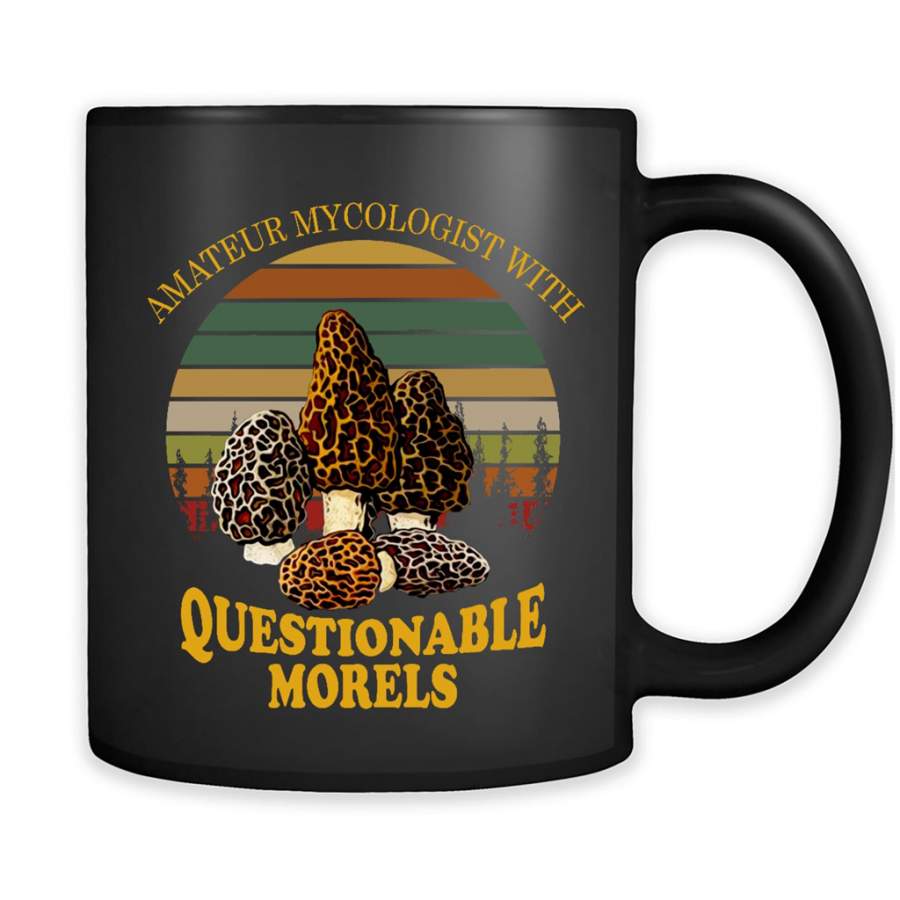 Amateur Mycologist With Questionable Morels, Classic Vintage Retro Design – Full-Wrap Coffee Black Mug