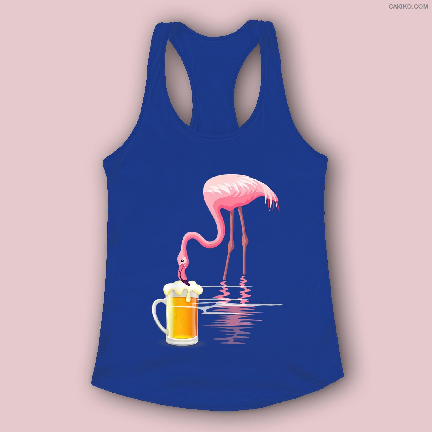Womens Flamingo Drinking Beer Funny Pink Flamingo Women, Men Tank Top