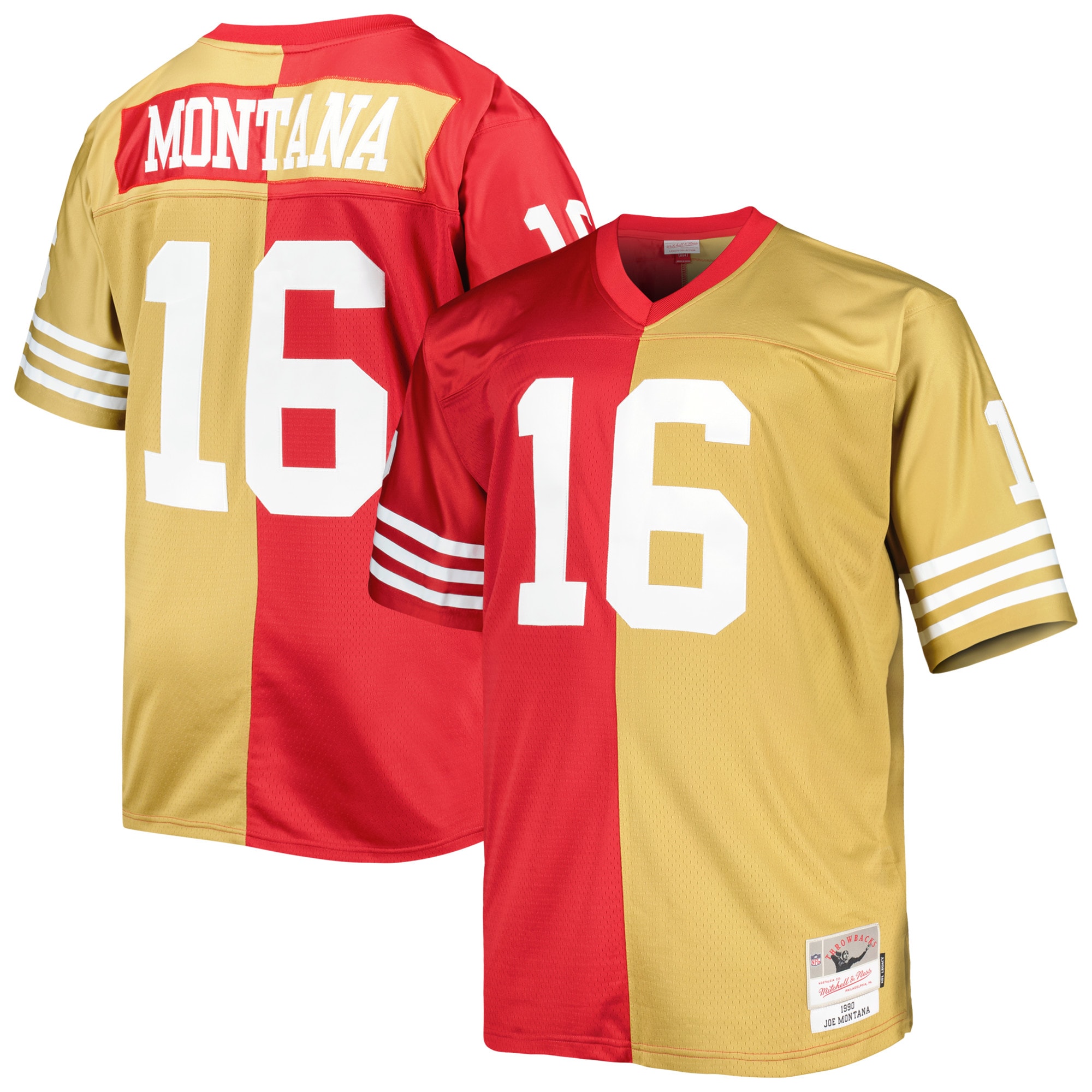 Men’s San Francisco 49ers Joe Montana Mitchell & Ness Scarlet/Gold Big & Tall Split Legacy Retired Player Jersey