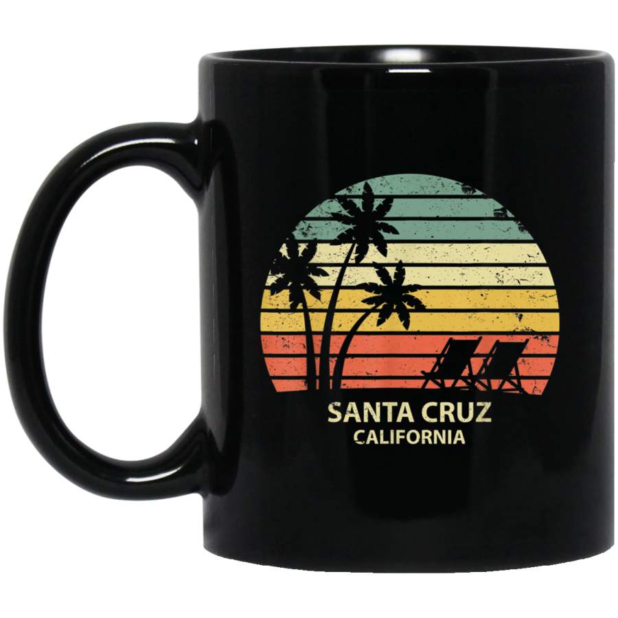 Vintage California Santa Cruz Beach Cool Retro 11 oz 15 oz Black Mug