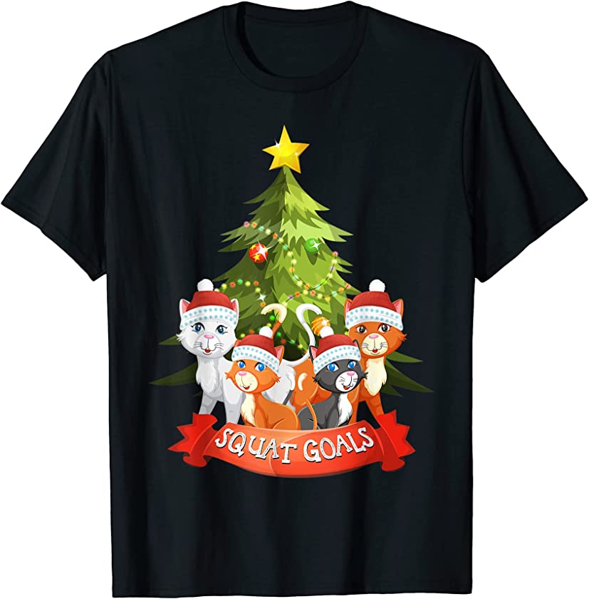 Cat Squad Kitten Goals Christmas Tree Lights Cute X-Mas Gift T-Shirt