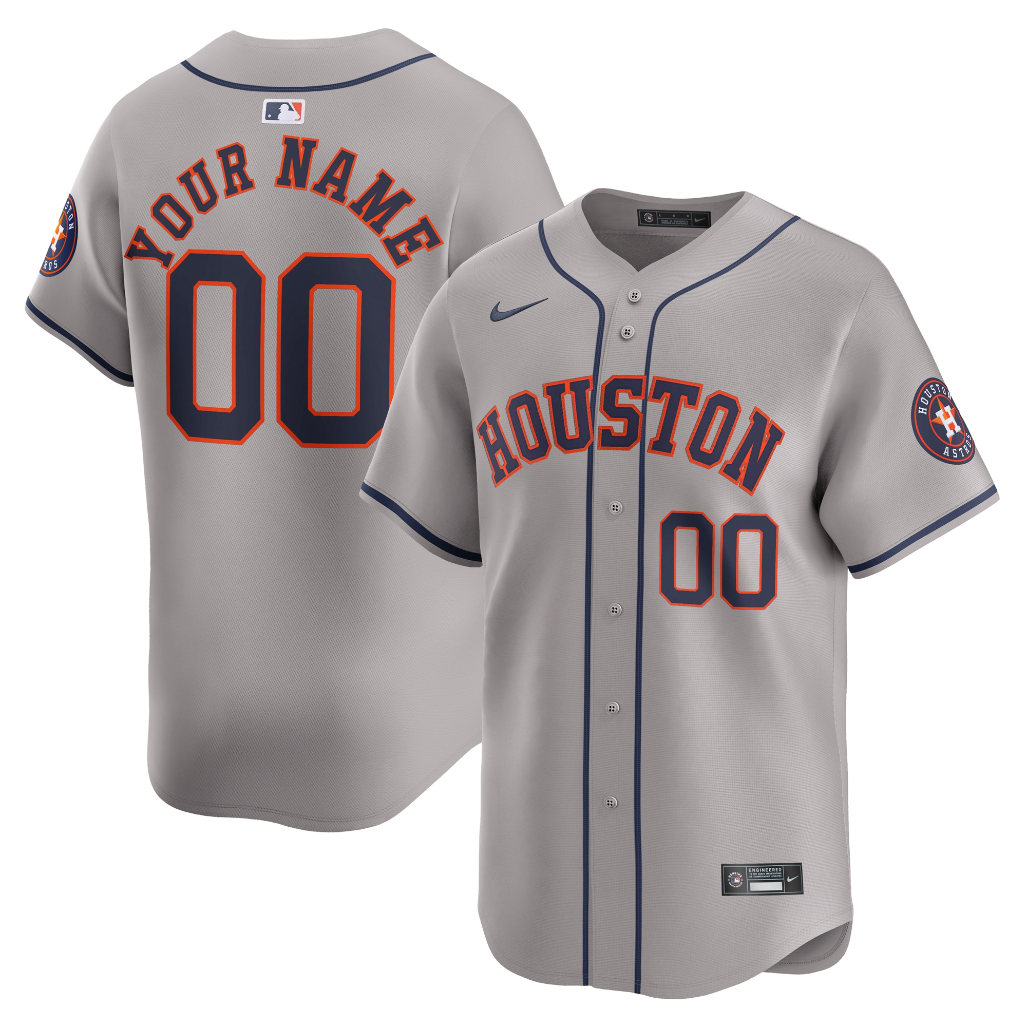 Houston Astros Away Limited Custom Jersey – Gray