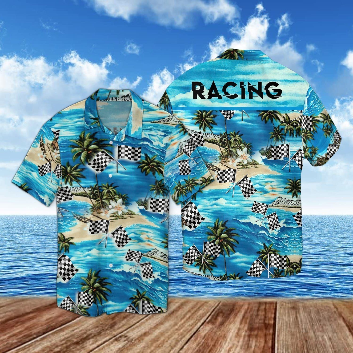 Racing Flag Beach Aloha Hawaii Shirts Ha67332