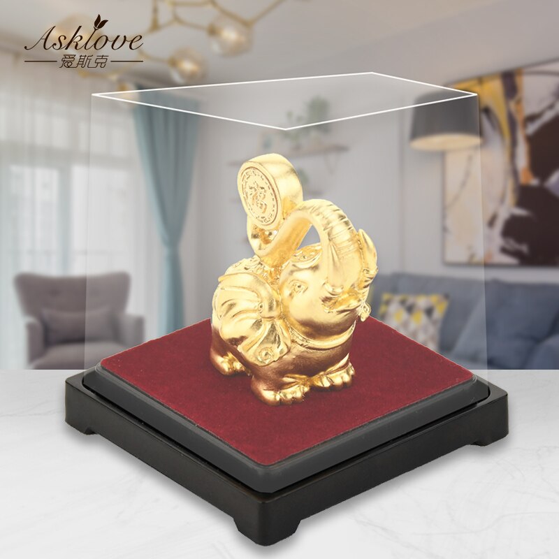 Lucky Elephant Feng Shui decor 24K Gold Foil Elephant Statue Figurine Office Ornament Crafts Collect Wealth Home Office Decor alx