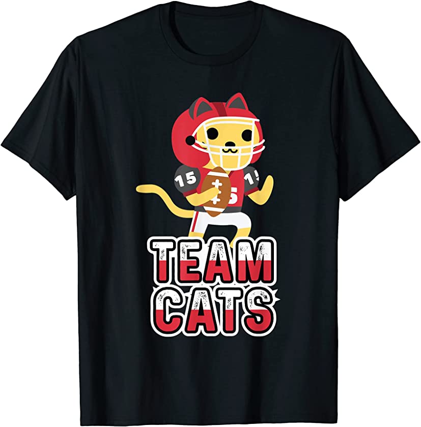 Team Cats 07 Animal Sports Cute Sporty Cats Football Lover T-Shirt