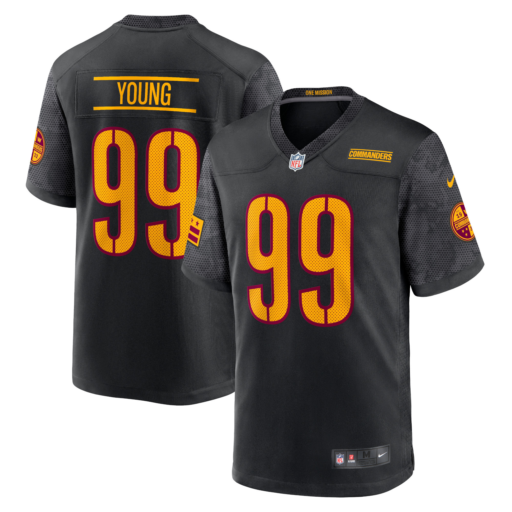 Youth Washington Commanders Chase Young Black Game Jersey