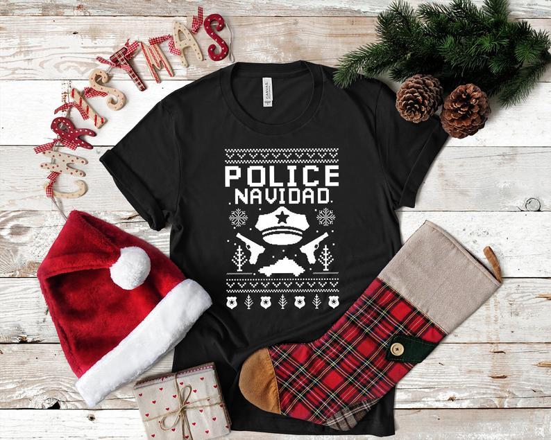 Dreameris Ugly Police Christmas T Shirt Funny Cop Law Enforcement Tank Top Hoodie Sweatshirt Long Sleeve Hoodie Apparel Gift