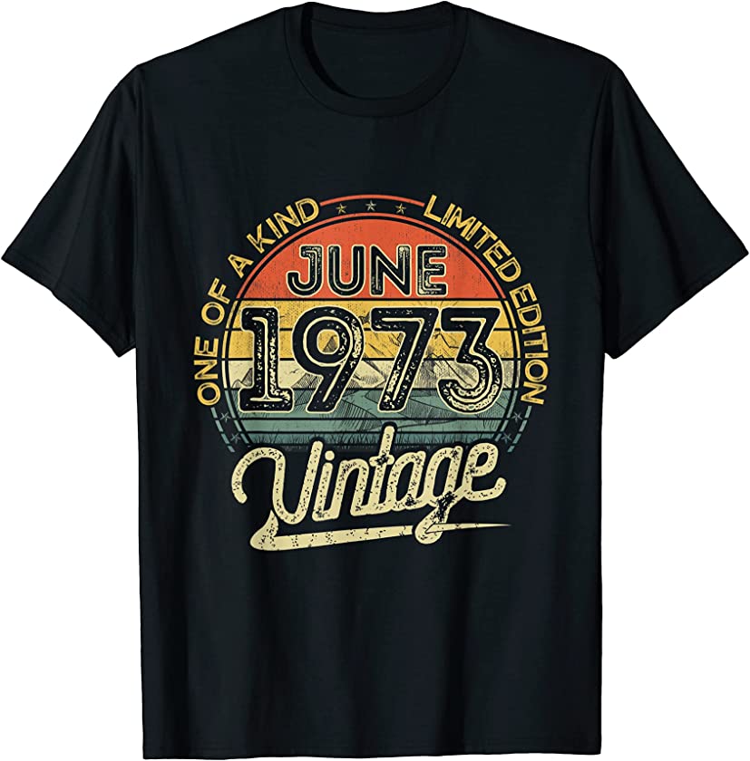 Vintage Retro June 1973 48th Birthday Gift 48 Years Old T-Shirt