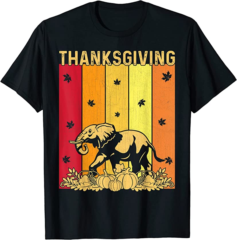 Thanksgiving Retro Elephant Matching Family Pajamas T-Shirt