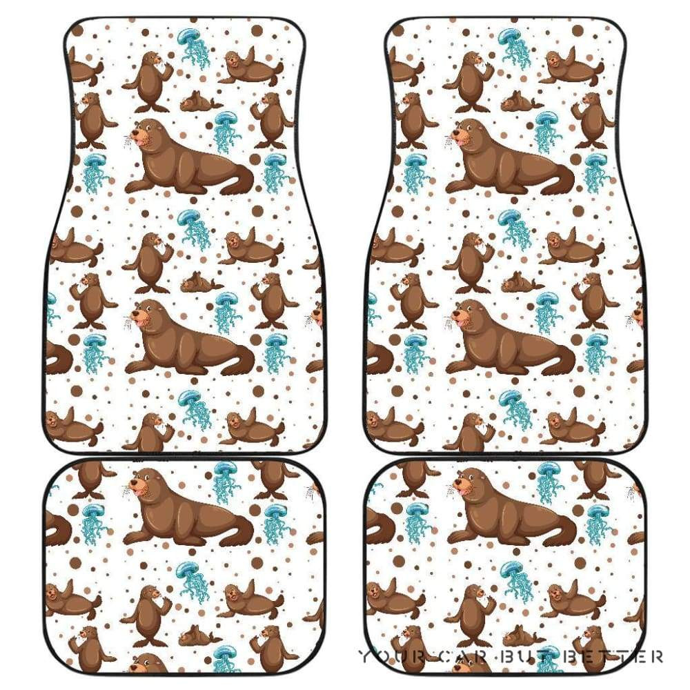 Sea Lion Seals Jellyfish Pattern Front And Back Car Mats 045109 Personalized Car Seat Floor Mat Custom Print