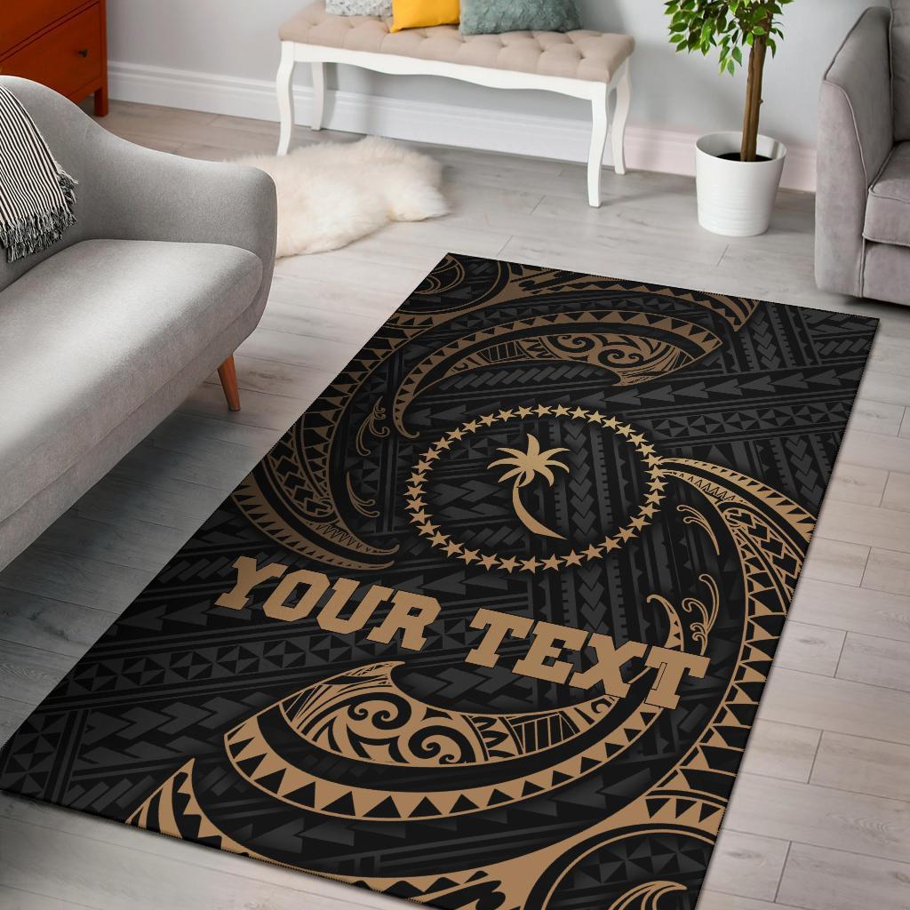 Chuuk Micronesia Custom Personalised Area Rug – Gold Tribal Wave – BN12