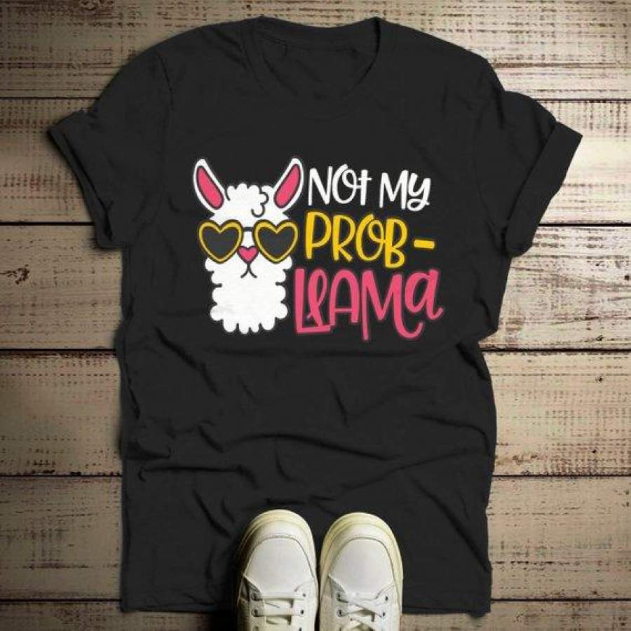 Men’s Funny Llama T Shirt Not My Problem Shirt Probllama Hilarious Graphic Tee Summer Cute Shirts