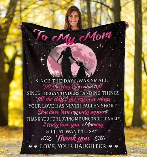 To My Mom Since The Day I Was Small Fleece Blanket Gift For Mom From Daughter Home Decor Bedding Couch Sofa Soft And Comfy Cozy