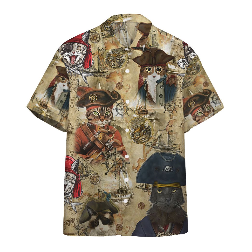 Gearhumans Pirate Cat Hawaii Custom Short Sleeve Shirts Ha44856