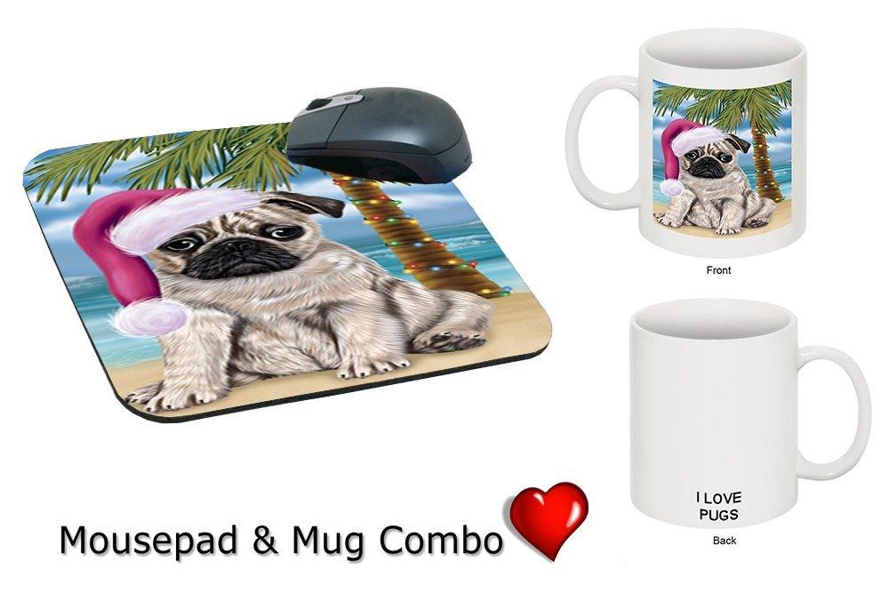 Summertime Pug Puppy On Beach Christmas Mug & Mousepad Combo Gift Set Mmcg1131