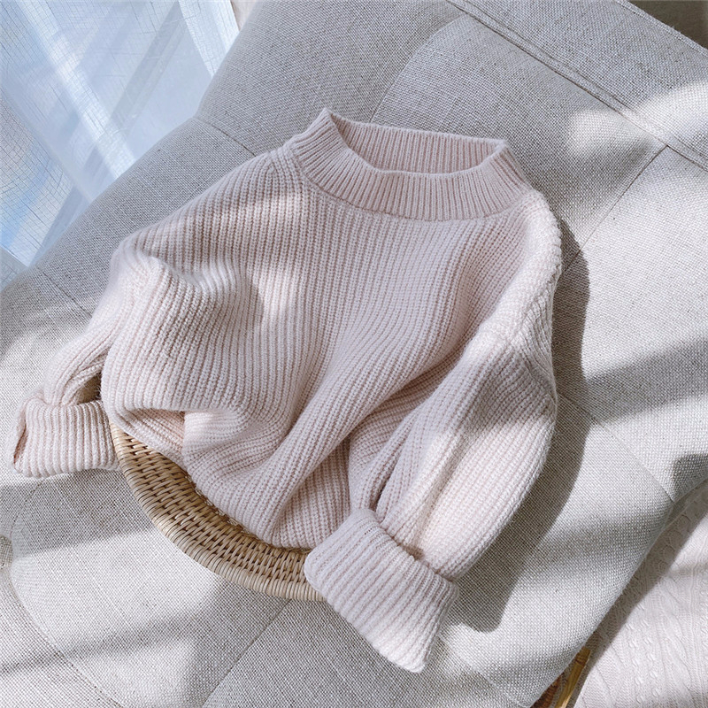 Solid Color Baby Girls Soft Wool Knitted Sweater for Children’s Tops Clothes 2022 Spring Autumn Kids Cashmere Pullover Sweaters alx